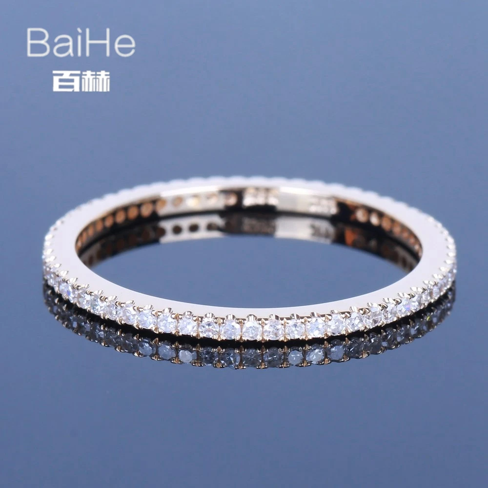 BAIHE Solid 14 K желтое золото(AU585) 0.29CT сертифицированные H/SI круглые натуральные бриллианты свадебные женские модные ювелирные изделия кольцо