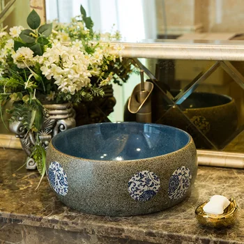 

Ceramic wash basin Europe Vintage Style counter top basin bathroom wash basin wash basin table top