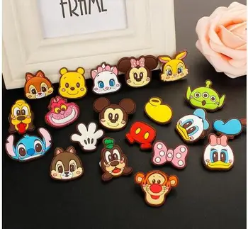 

New 100pcs Mixed minnie stitch cat mickey Cartoon PVC Brooch Button Pin DIY Gift