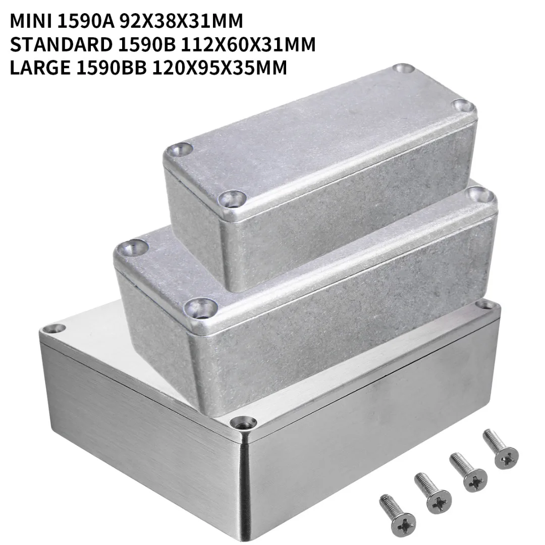 1pcs Silver Aluminium Enclosure Instrument Case Electronic Diecast Stompbox Project Box with 4 Steel Screws | Обустройство дома