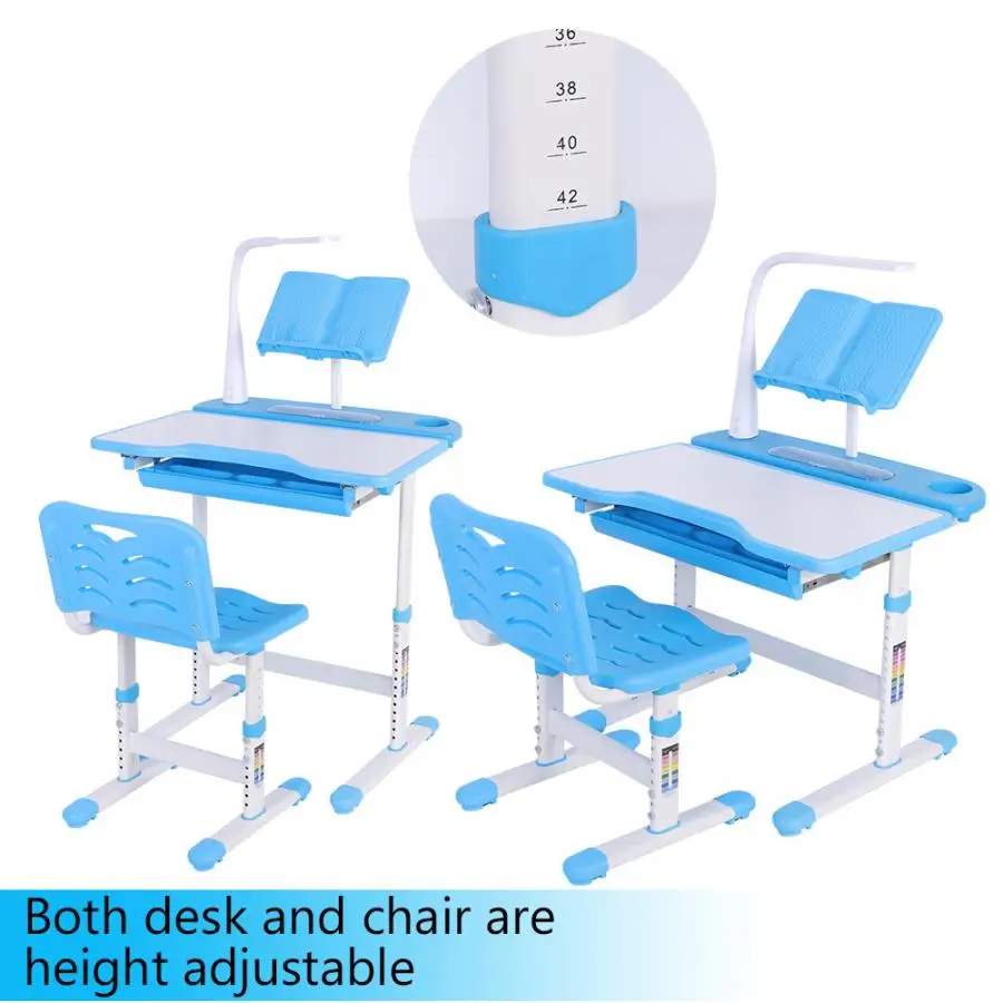1 комплект стола и стула, регулируемый по высоте детский стол и удобный набор стульев с лампой, детский стол для обучения 100~ 240 В