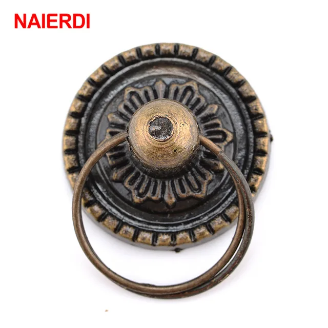 Cheap NAIERDI 2pcs Retro Bronze Kitchen Cabinet Knobs Cupboard Door Handles Vintage Wardrobe Furniture Handle Jewelry Box Drawer Pulls
