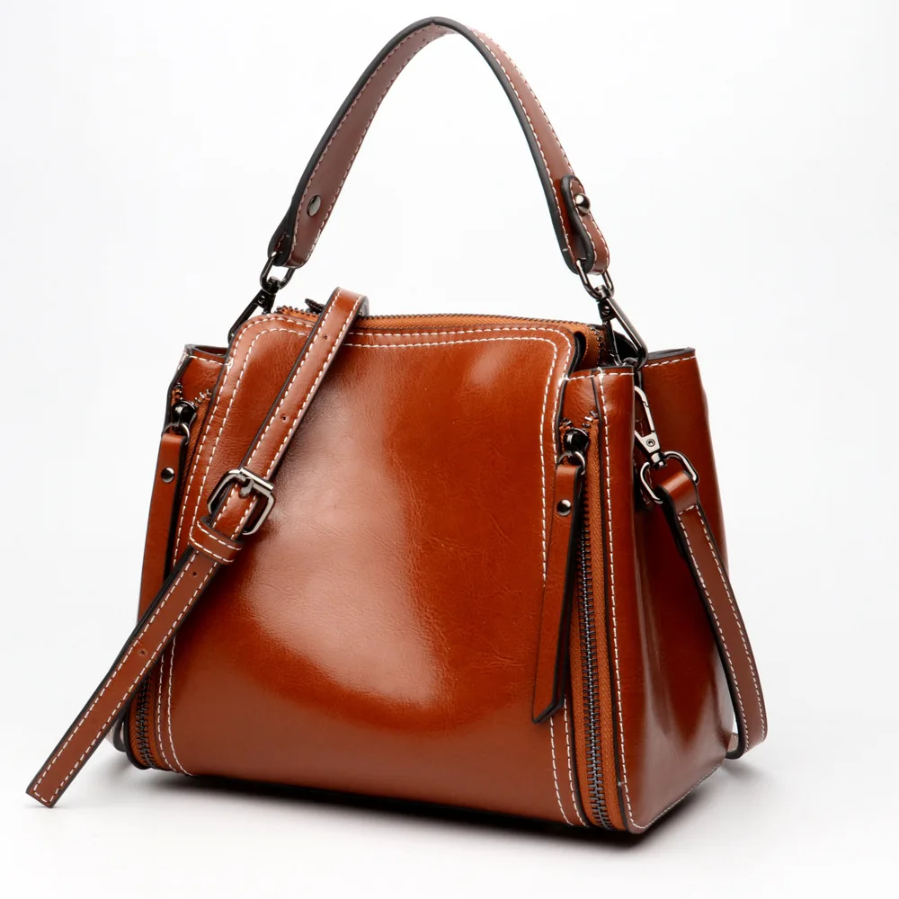 

Double Zipper Women Summer Handbags Vintage Shoulder Bags Ladies Crossbody Bags Fashion Genuine Leather Famous Brands Female Bag