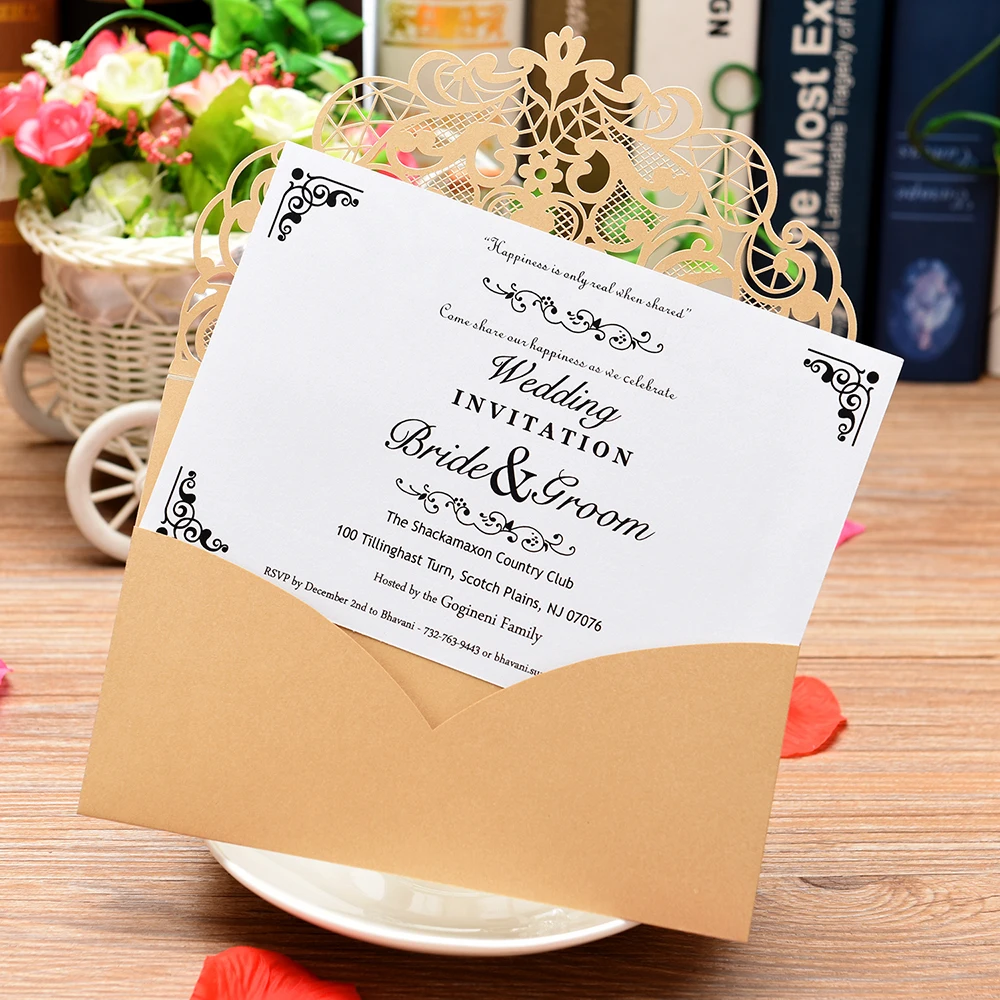  5 PCS Flowers design unique packet style wedding invitationsshare wedding announcement invitation c - 33010727196