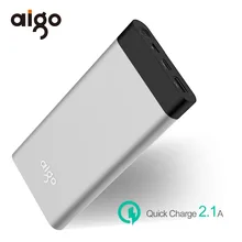 Aigo Power Bank 10000mAh LCD Display Powerbank Ultra Slim Portable External Battery Fast Charger for Samsung for Iphone 6 6s 7 8