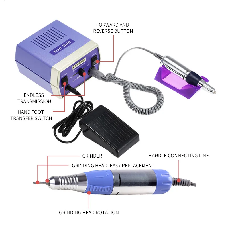 Электрическая дрель 30000 об/мин, машинка для маникюра, дрель для ногтей, дрель для ногтей, Профессиональный аппарат для маникюра, керамическая фреза