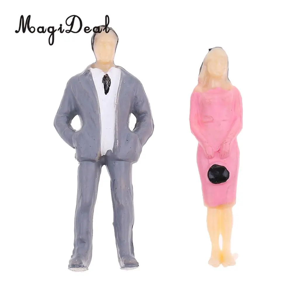 MagiDeal 1Set 1/50 Scale Train Railway Park Street Building Passenger People Figures Model HO Painted for Layout Landscape Scene