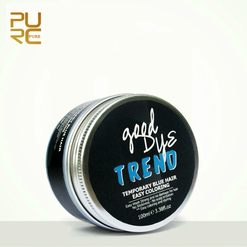PURC Fashion Disposable Hair Color Wax Dye One-time Temporary Molding Paste Blue Hair Dye Wax Cream 100ml PURC Fashion Disposable Hair Color Wax Dye One-time Temporary Molding Paste Blue Hair Dye Wax Cream 100ml