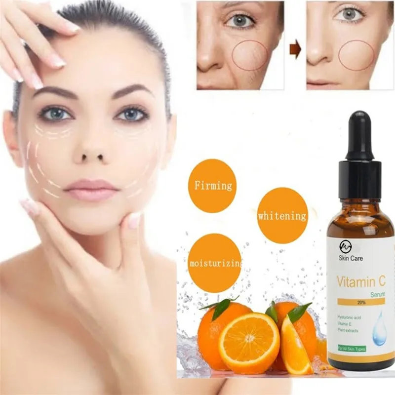 

Minch 100% Pure Natural Vitamin C Serum 10ml 20% Serum for Face Skin Hyaluronic Acid Anti Aging Whitening Face Skin Care Oil