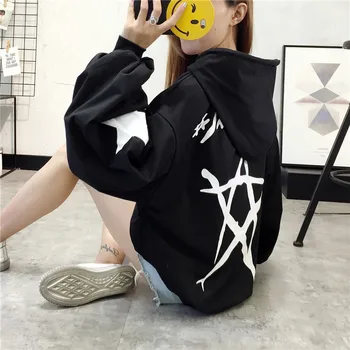 

2017 New Women's Autumn Sweatshirt Patchwork Full Hoodies Female Loose Large Size Tops Sweatshirts