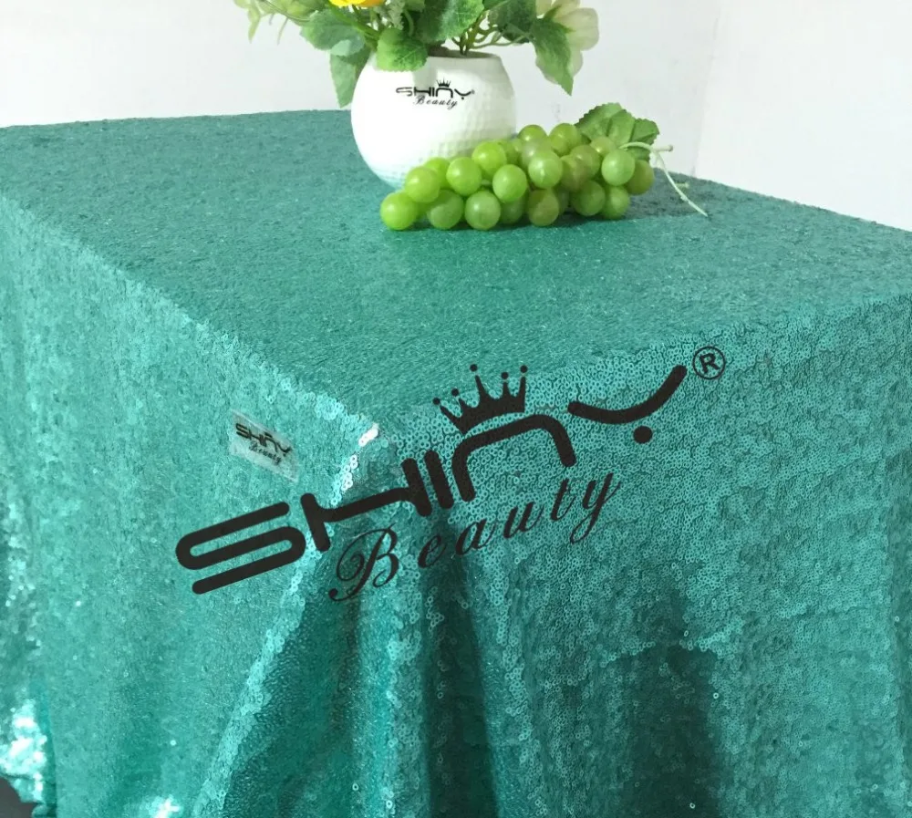 

50''*50'' Emerald Green Sequin Table Overlay, Wholesale Sequin Linens Square To Cover W edding Cake Table