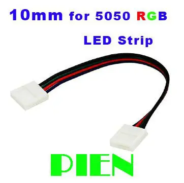 

10mm 4 Pin two Connector Jumper with Cable Solderless for 5050 RGB LED Strip light Free shipping 10pcs