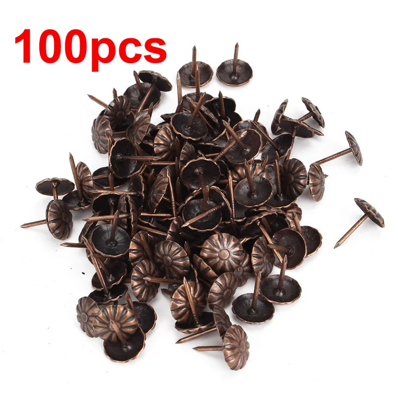 

100pcs Elegant Vintage Upholstery Nails Bronze Metal Tags For Furniture 11x16mm --M25