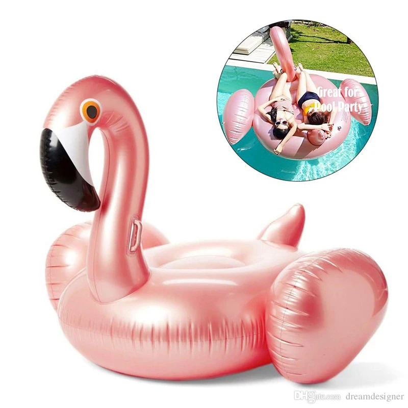 

Rose Gold Inflatable Flamingo Pool Float Pool Toys Inflatable Pool Ride-on Swim Ring Giant Flamingo Flotadores Para Piscina
