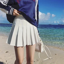 Syiwidii Высокая талия Бальные плиссированные юбки Harajuku розовые юбки твердые А-силуэта Матросская юбка плюс размер японская школьная форма