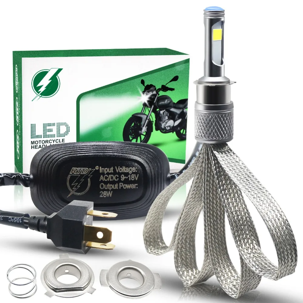 H4 LED Headlight Motorcycle Light Bulb 28W COB Chip LED Motorcycle