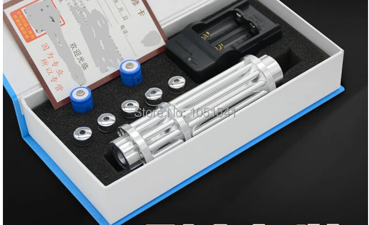 High Power Blue Laser Pointers 100000mw 100w 450nm flashlight Burning Match/Dry Wood/candle/black/cigarettes+5 caps+charger+box