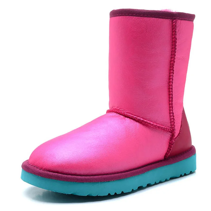 Лидирующий бренд; Новинка года; модные зимние ботинки из натуральной овечьей кожи; Mujer Botas; зимняя женская обувь из натуральной шерсти - Цвет: color as picture
