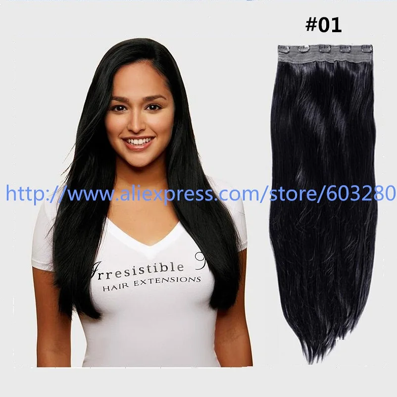 

Add this One Piece, 5 Clips Weft for an Instant Boost of Volume  Double Weft Hair Extension Clip Human Hair Black 20inch 100g/pc