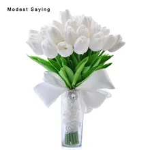 Набор с коробкой, романтические искусственные цветы тюльпана, свадебные букеты для внешнего сада, Свадебный букет невесты