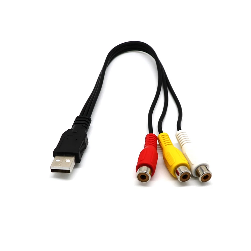 

New High Quality USB Male to 3 RCA Female Adapter Audio Cable Video Converter AV Cord for HDTV TV QJY99