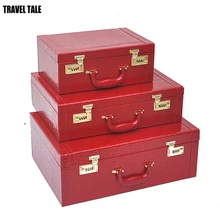Travel tale в китайском стиле; красный цвет искусственная кожа Подарочная коробка для женщин сумки из натуральной кожи ящик для оборудования