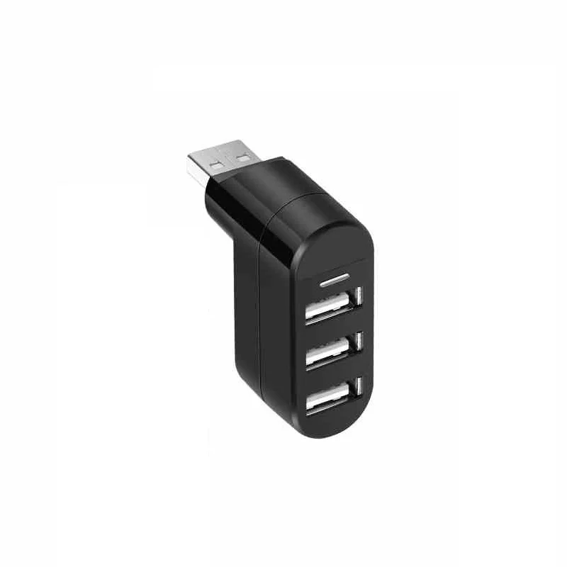 Мини usb-хаб 3 порта USB 2,0 сплиттер прямой вставки поворот портативный тонкий хаб для iMac настольных ноутбуков Аксессуары OTG адаптер - Цвет: USB2.0 Black