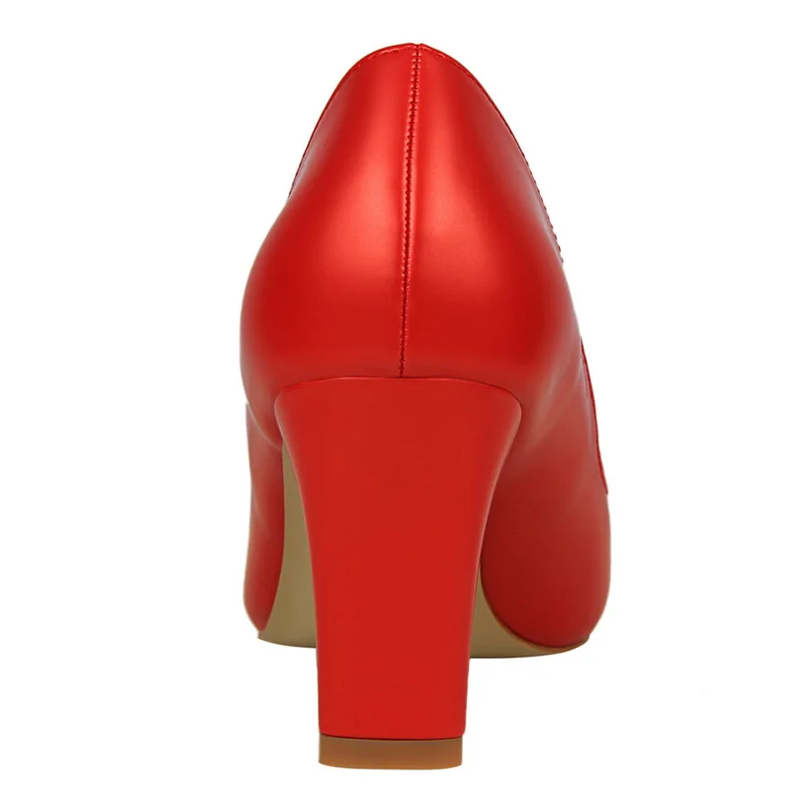 women pumps comfortable thick with high heel 8CM leather temperament shallow mouth pointed hollow out single woman shoes