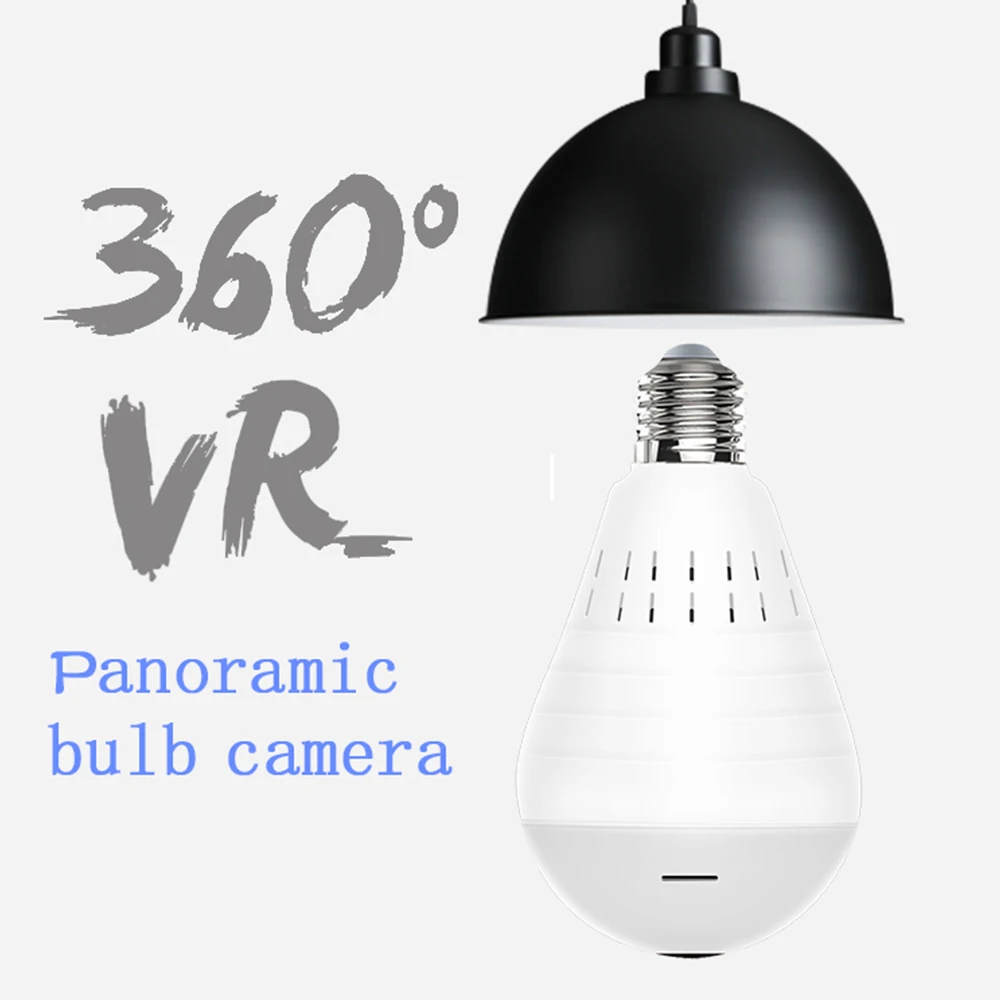 FHD IP Camera 360 Degree Panoramic Fisheye Bulb Lamp Security Camera WiFi Two Ways Audio 3 LEDS Surveillance Home CCTV Camera