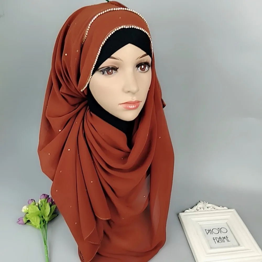 М1 горячая Распродажа Алмазная бусина пузырь шифон обертывание хиджаб шали леди оголовье шарф шарфы 180*75 см