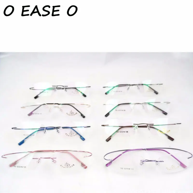 

2018 Rimless Unisex Memory Titanium Alloy Super Light Stainless Steel Glasses 8 Colors Prescription Optical Frame 753