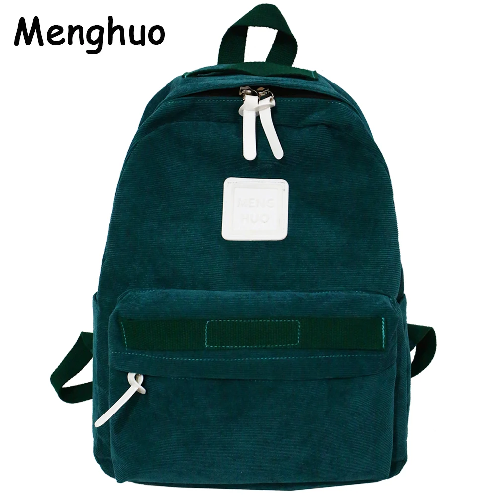 

Menghuo Preppy Style Soft Fabric Corduroy Backpack Women Female Design School Backpack for Teenager Girls Striped Backpack Women
