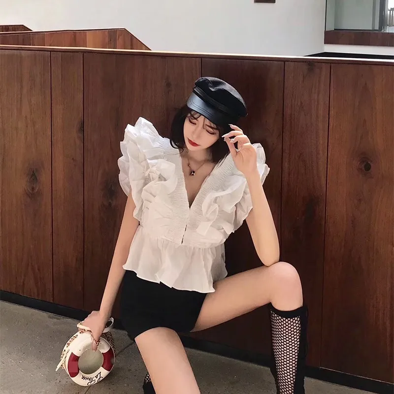 TWOTWINSTYLE-Summer-Ruffle-Patchwork-Womens-Shirts-Blouse-V-Neck-Sleeveless-Tunic-Short-Tops-Female-Korean-Fashion (1)