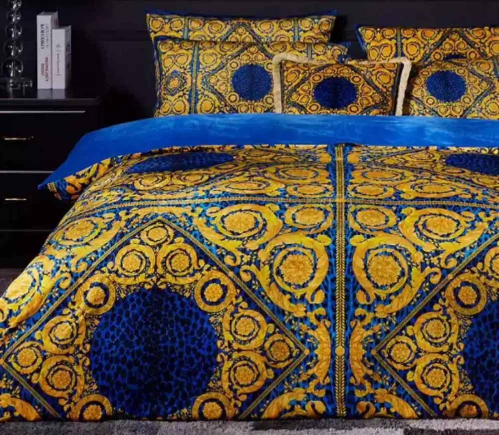 

Euorpean Design Velvet Bedding Set Plush Sheet Sheet Quilt Cover Four Pieces A Set Home Textile King Size Bed Set Bedclothes