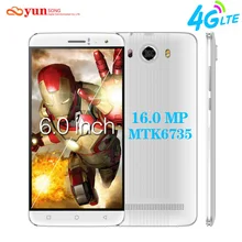 2017 yunsong s10 плюс 6.0 дюймов qhd мобильного телефона 16.0mp камера MTK6735 Quad Core Dual Sim Мобильный Телефон GSM/WCDMA/4 Г LTE смартфон