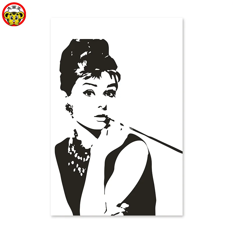 painting by numbers art paint by number copy cartoon Hepburn star