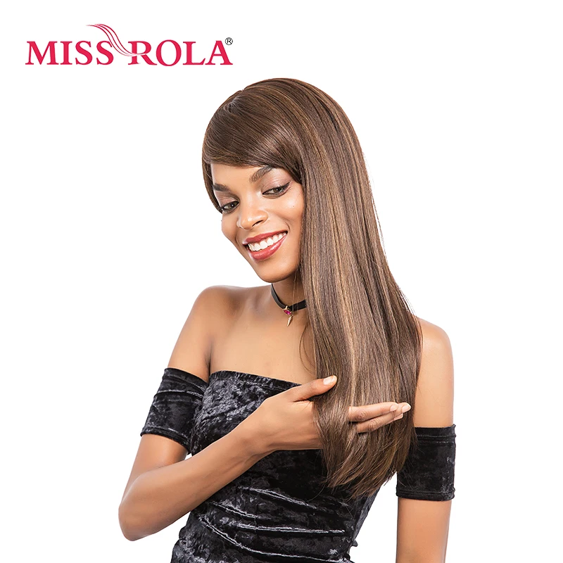 

Miss Rola Long Straight Synthetic Wigs 18inch Kanekalon Heat Resistant Fiber Wigs For Women 4/30# Can Be Customized