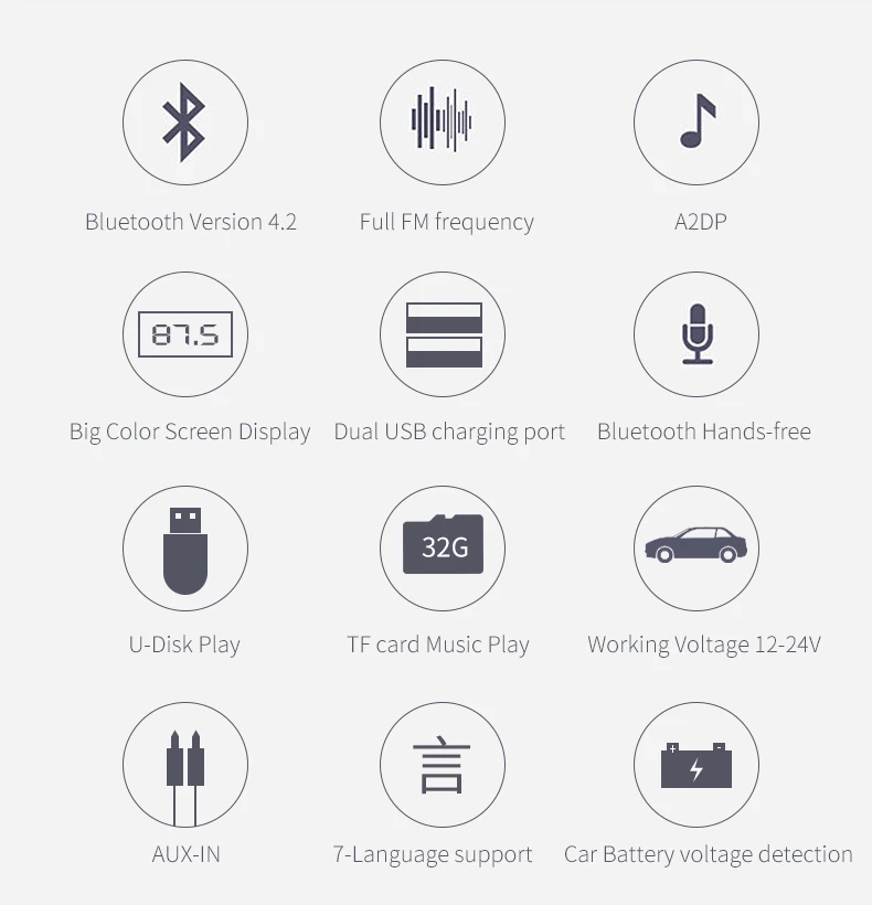CDEN 7 язык Автомобильный mp3 цветной экран 1,8 дюймов музыкальный плеер Bluetooth приемник fm-передатчик QC3.0 быстрая зарядка автомобильное зарядное устройство