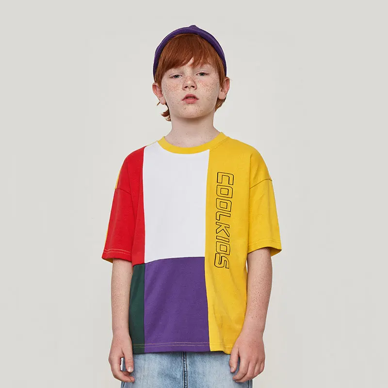 

Children's Short-sleeved T-shirt 2019 Summer New Fashion Boys Retro Letters Printed Boys T-shirt Loose Kid Cotton T-Shirt Tops