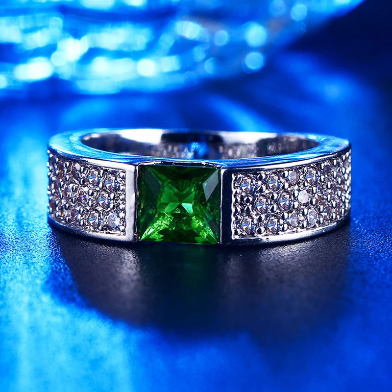 Dodo 585 Fashion Engagement Rings Women Square Green Stone Crystal Unique Anel Party Ring Wedding Vintage Jewelry Bijoux DR210 (4)