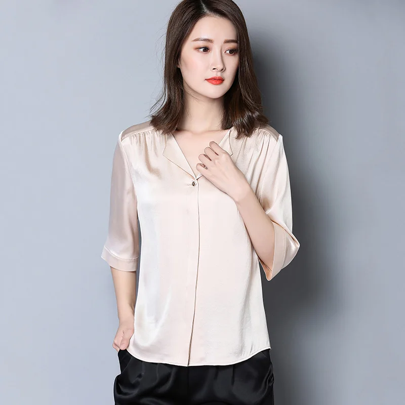 Aliexpress.com : Buy 2018 women's fashion summer silk shirts blouses ...