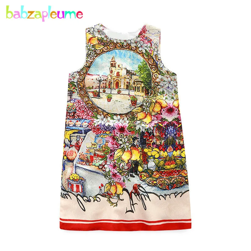 Летняя одежда для детей от 4 до 8 лет вечерние платья модные платья принцессы без рукавов из хлопка для маленьких девочек BC1605