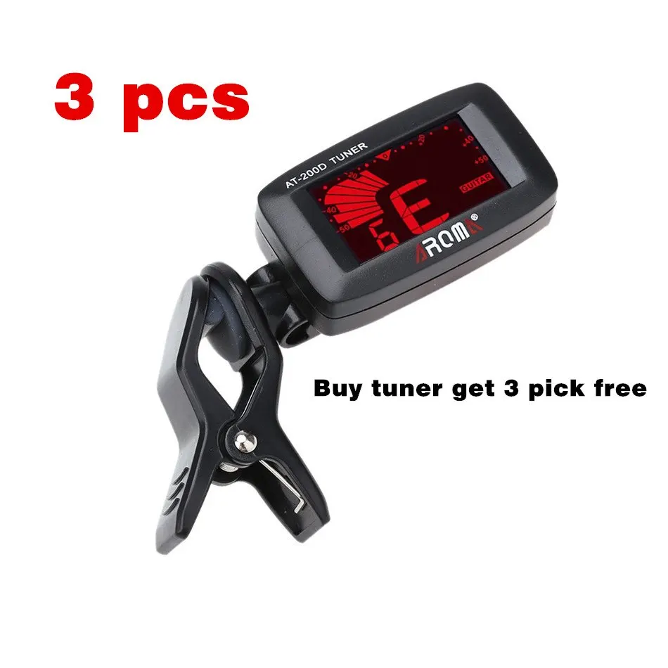 

3 Pcs Aroma AT-200D High Quality Clip On Guitar Tuner Portable Universal Digital Tuner for Chromatic Guitar Bass Ukulele Violin