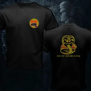 The Karate Kid Cobra Kai Strike Hard Movie 80S Martial Art Black 2019 New Fashion Brand Print T-Shirt Male Brand Free T Shirts