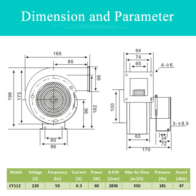 CY112 центробежный вентилятор sirocco промышленный вентилятор 60 W котел, плита вентилятор для камина с двигатель с медной обмоткой 220 V