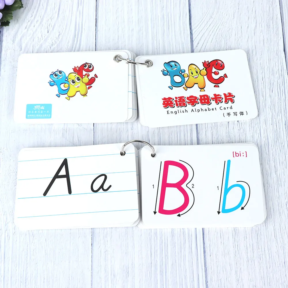 

26 Letter English Flash Card With Buckle Handwritten Montessori Early Development Learning Educational Toy For Children Kid Gift