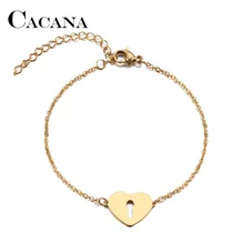 Браслет из нержавеющей стали для мужчин и женщин с замком в виде сердца золотистого и серебристого цвета Pulseira Feminina, ювелирные изделия для влюбленных