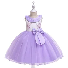 Платье с бантом и цветочным узором для девочек на свадьбу, день рождения, праздничное платье принцессы для девочек, Поющая модель, костюм для шоу, подарок, 5 на выбор