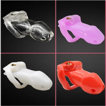 4 color Natural ABS Male penis lock long plastic Chastity device bondage with 4 ring
