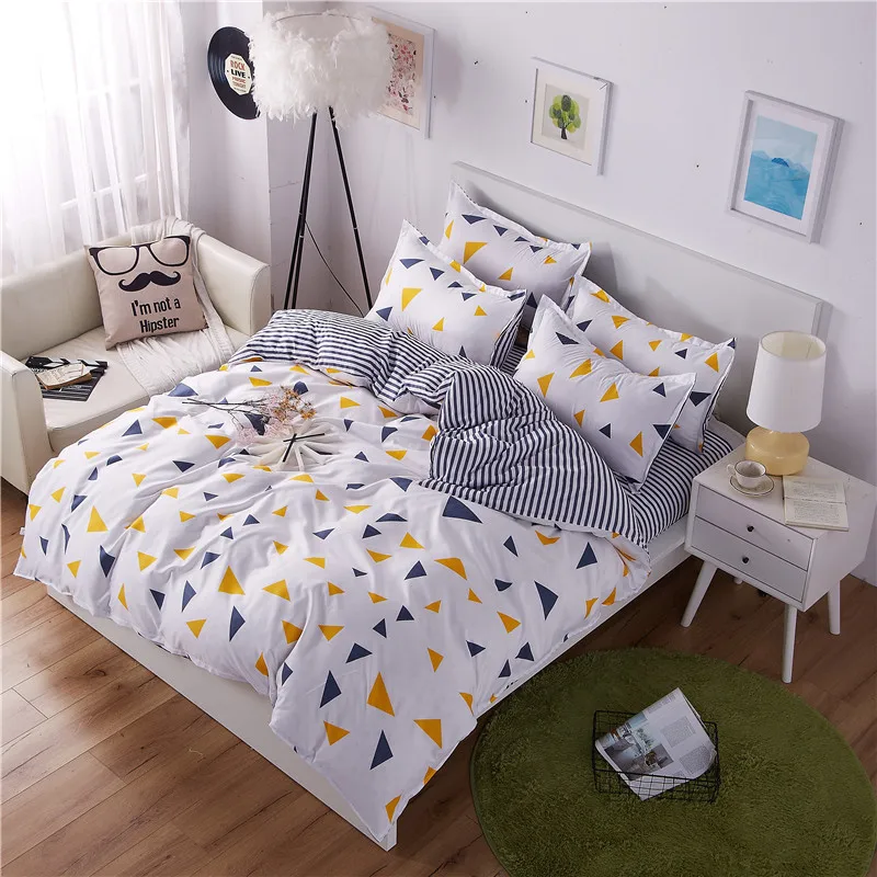 

Home Bedding Polyester Fabric Four-Piece Set 1pc Quilt Cover 1pc Sheets 2pc Pillowcase Comfortable Soft Print Pattern